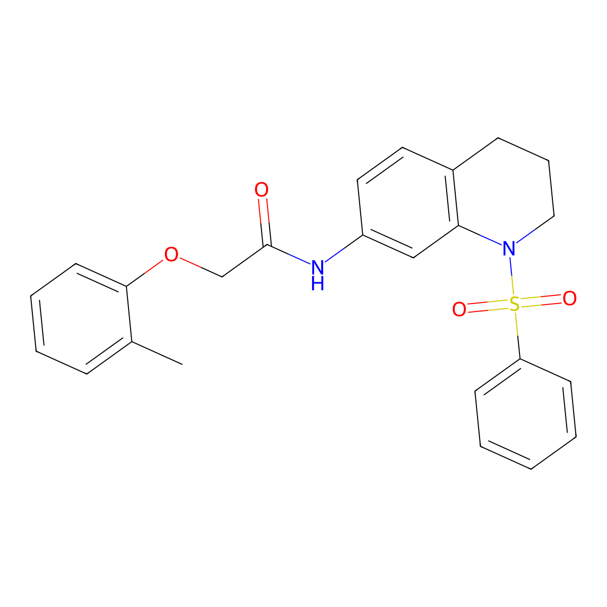 2-(2-methylphenoxy)-N-[1-(phenylsulfonyl)-1,2,3,4-tetrahydroquinolin-7-yl]acetamide molecular structure, CAS 1005299-69-3