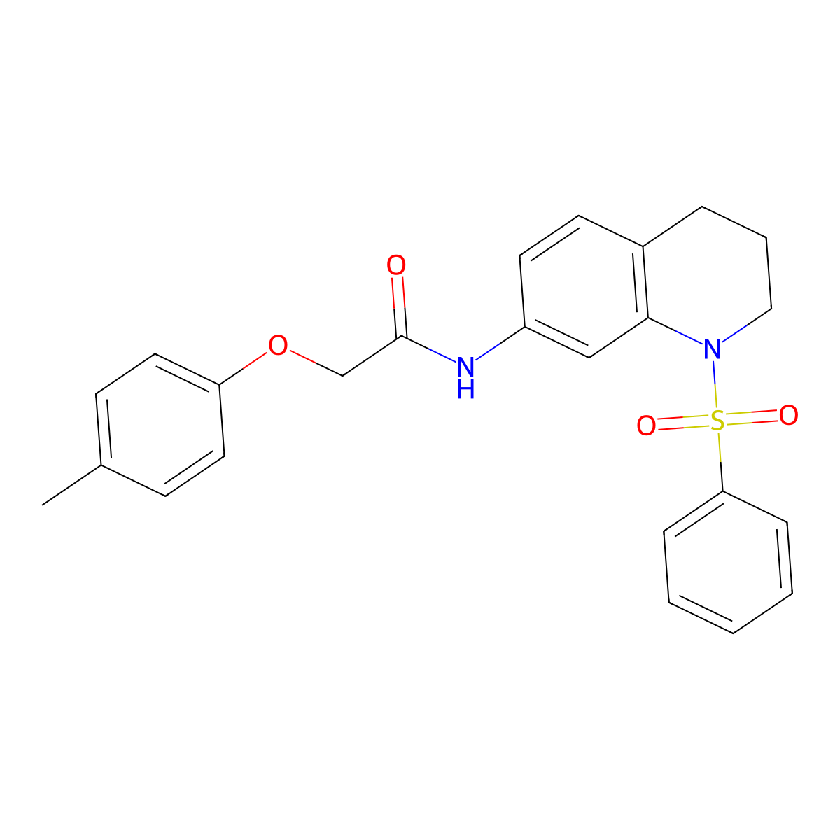 2-(4-methylphenoxy)-N-[1-(phenylsulfonyl)-1,2,3,4-tetrahydroquinolin-7-yl]acetamide molecular structure, CAS 1005299-72-8