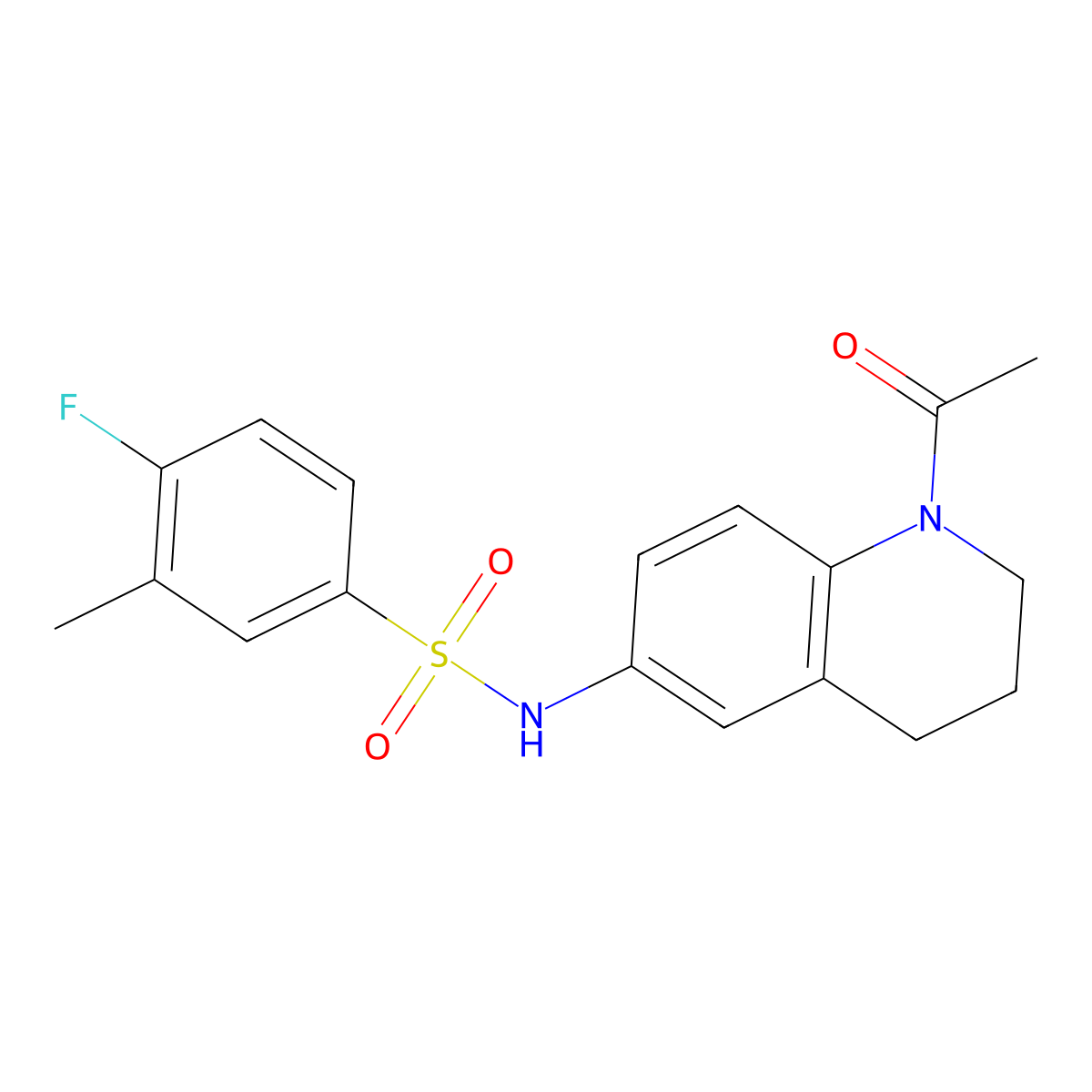 N-(1-acetyl-3,4-dihydro-2H-quinolin-6-yl)-4-fluoro-3-methylbenzenesulfonamide molecular structure, CAS 1005299-73-9