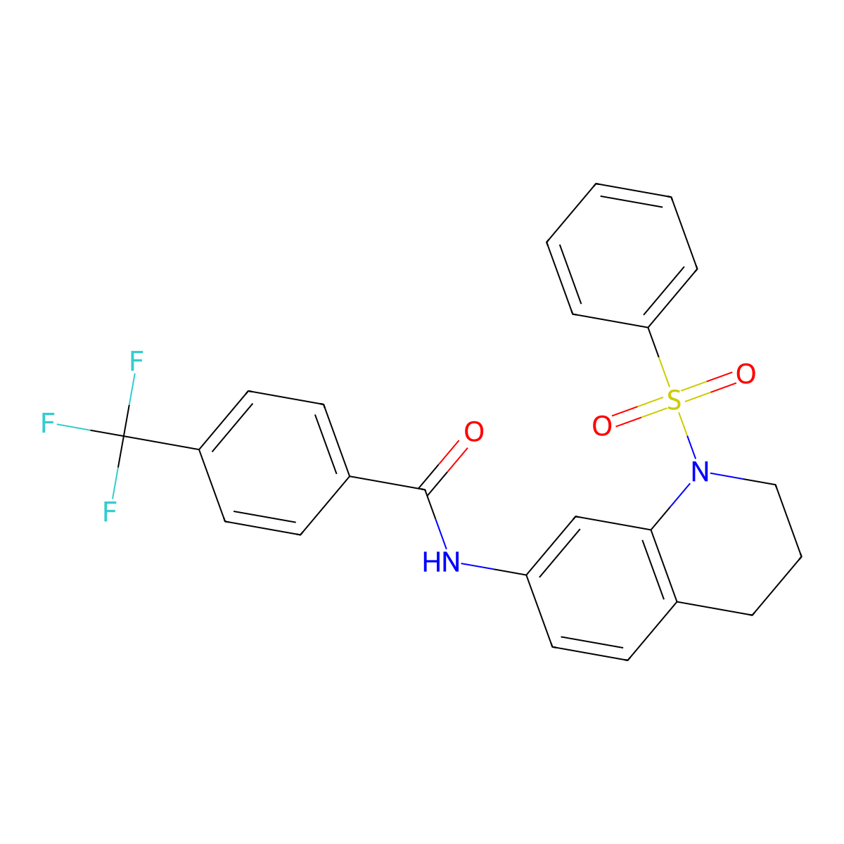 N-(1-(phenylsulfonyl)-1,2,3,4-tetrahydroquinolin-7-yl)-4-(trifluoromethyl)benzamide molecular structure, CAS 1005299-78-4