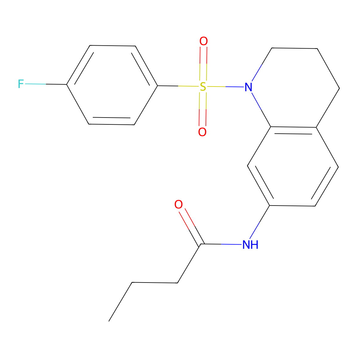 N-[1-(4-fluorophenyl)sulfonyl-3,4-dihydro-2H-quinolin-7-yl]butanamide molecular structure, CAS 1005299-80-8