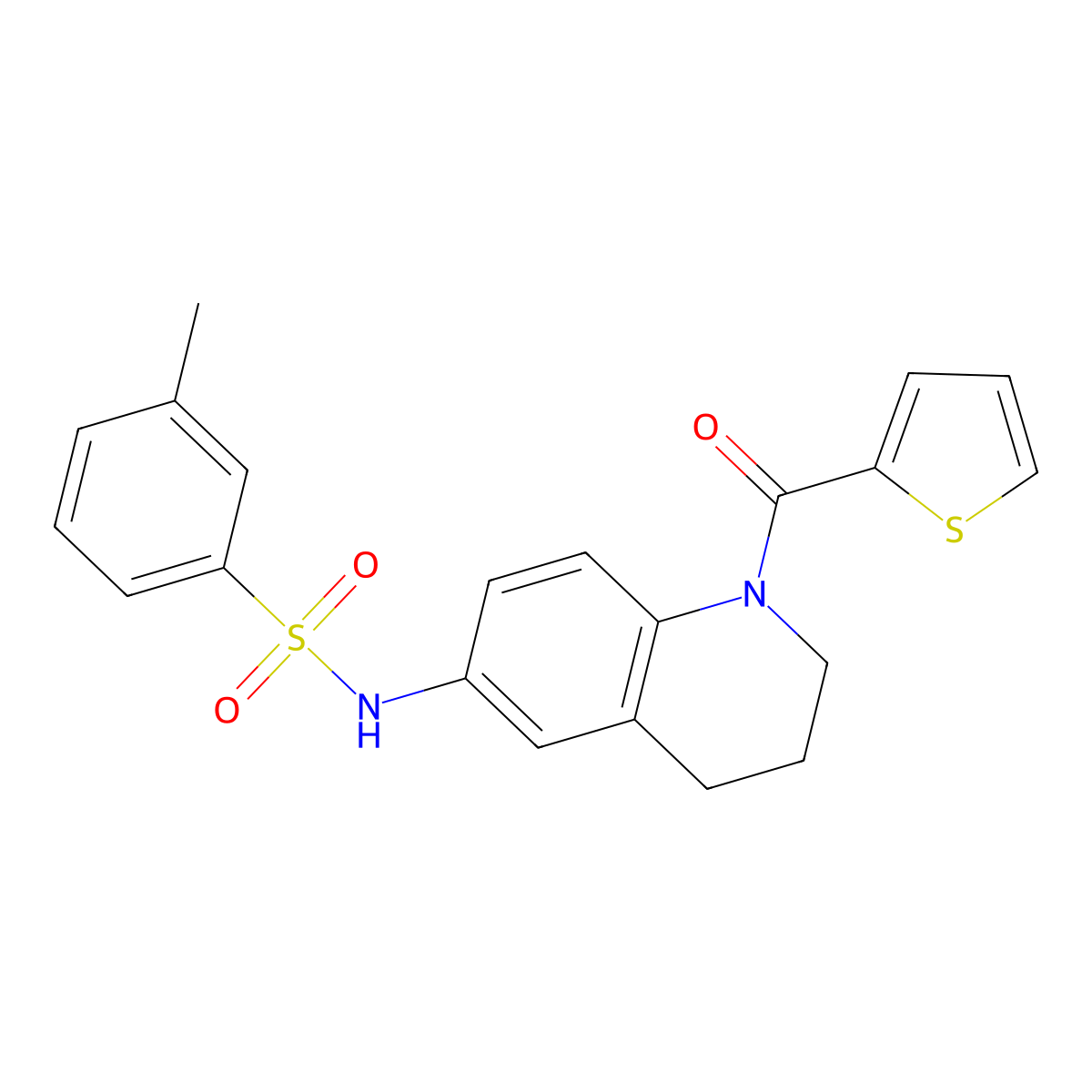 3-methyl-N-[1-(thiophene-2-carbonyl)-3,4-dihydro-2H-quinolin-6-yl]benzenesulfonamide molecular structure, CAS 1005299-81-9