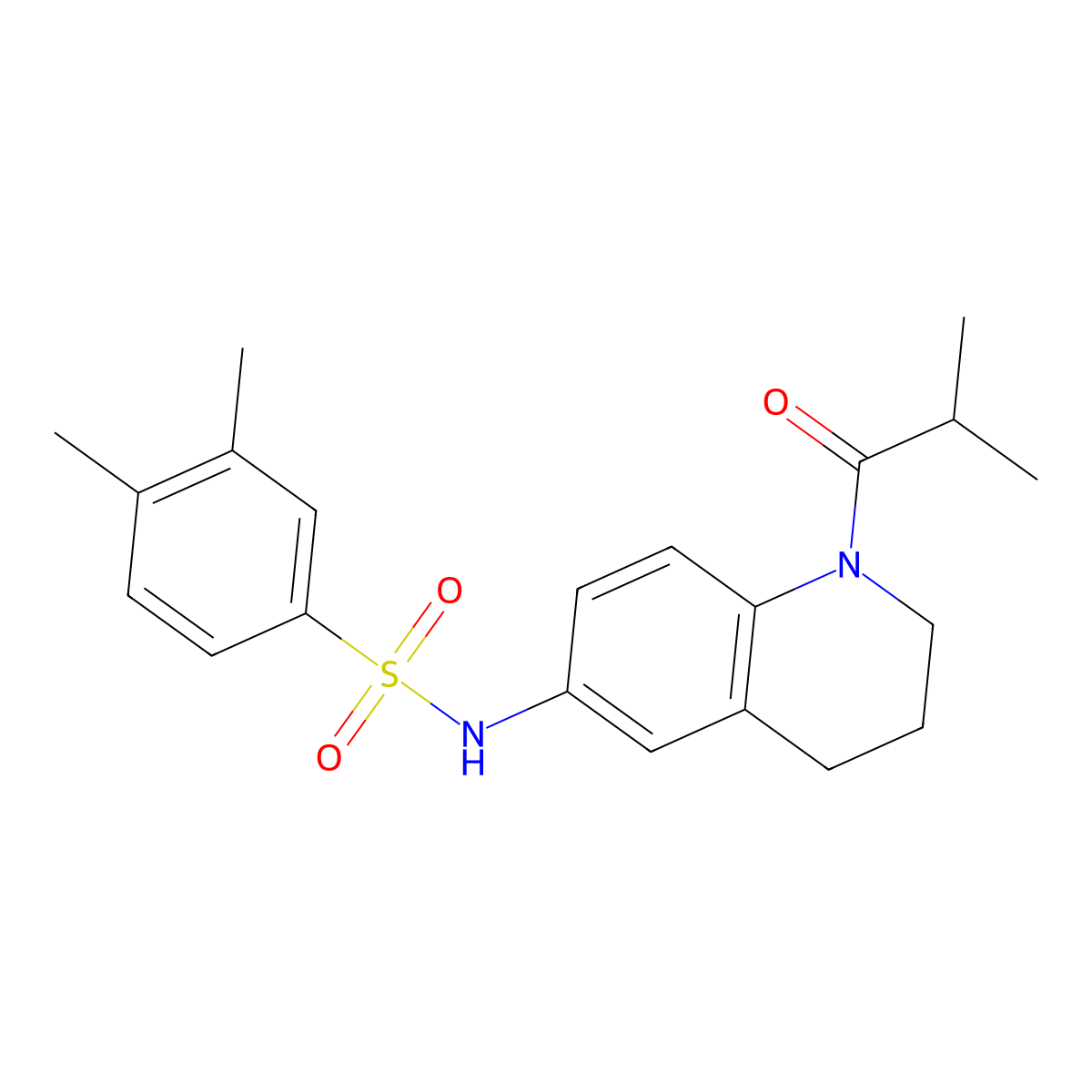N-(1-isobutyryl-1,2,3,4-tetrahydroquinolin-6-yl)-3,4-dimethylbenzenesulfonamide molecular structure, CAS 1005299-87-5