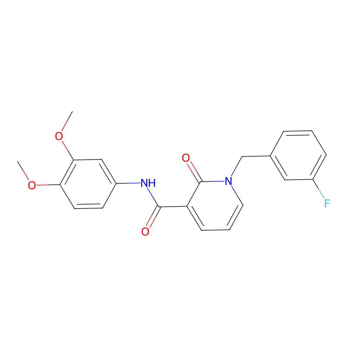 N-(3,4-dimethoxyphenyl)-1-(3-fluorobenzyl)-2-oxo-1,2-dihydropyridine-3-carboxamide molecular structure, CAS 1005299-91-1