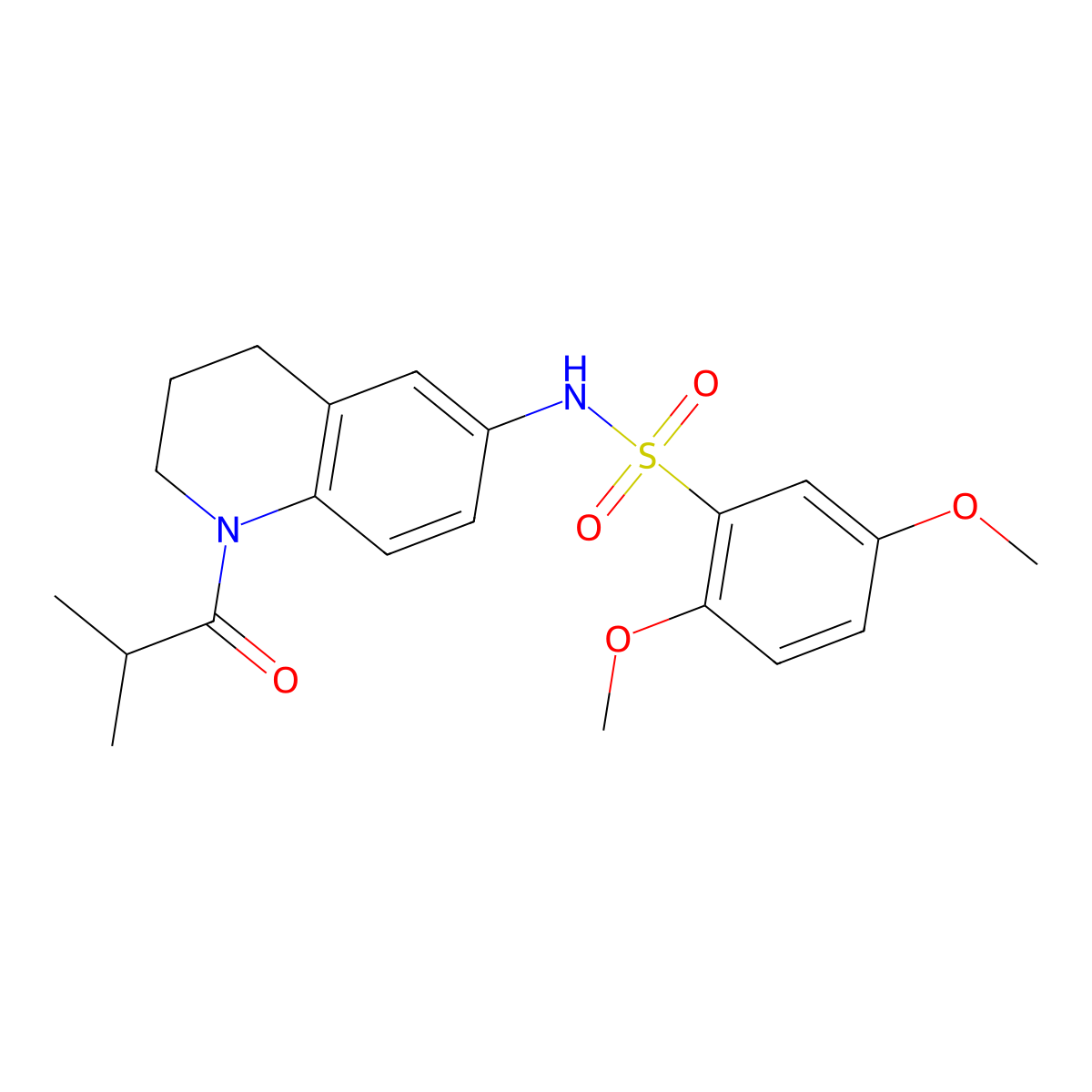 N-(1-isobutyryl-1,2,3,4-tetrahydroquinolin-6-yl)-2,5-dimethoxybenzenesulfonamide molecular structure, CAS 1005299-93-3