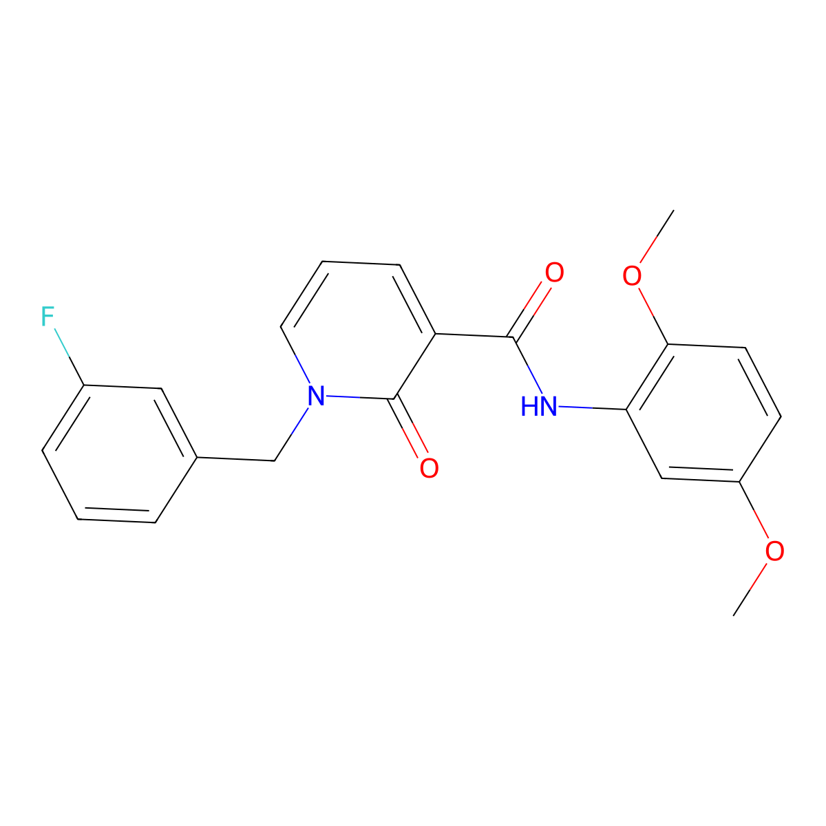 N-(2,5-dimethoxyphenyl)-1-(3-fluorobenzyl)-2-oxo-1,2-dihydropyridine-3-carboxamide molecular structure, CAS 1005299-94-4