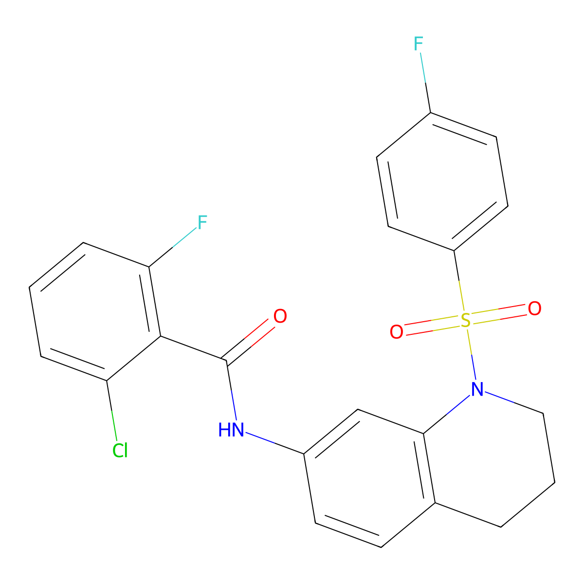 2-chloro-6-fluoro-N-[1-(4-fluorobenzenesulfonyl)-1,2,3,4-tetrahydroquinolin-7-yl]benzamide molecular structure, CAS 1005299-95-5