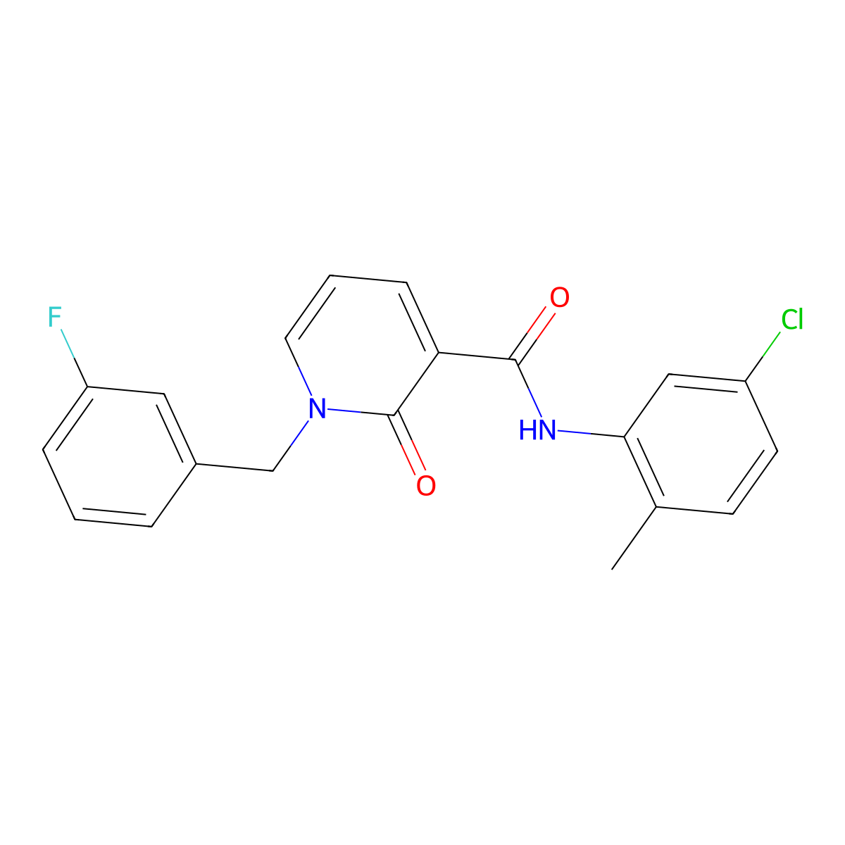 N-(5-chloro-2-methylphenyl)-1-(3-fluorobenzyl)-2-oxo-1,2-dihydropyridine-3-carboxamide molecular structure, CAS 1005299-97-7