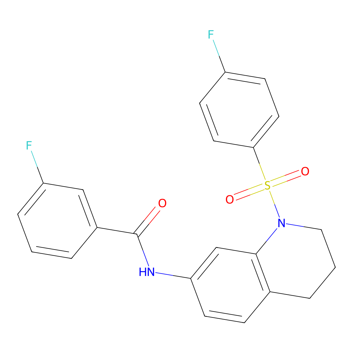 3-fluoro-N-(1-((4-fluorophenyl)sulfonyl)-1,2,3,4-tetrahydroquinolin-7-yl)benzamide molecular structure, CAS 1005299-98-8
