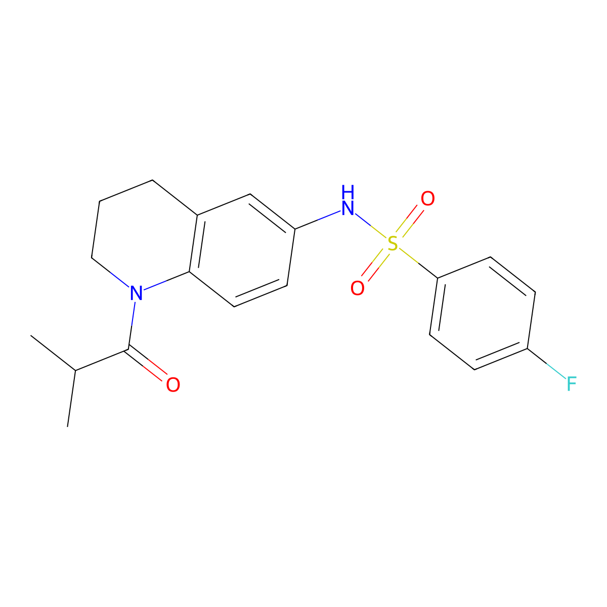 4-fluoro-N-(1-isobutyryl-1,2,3,4-tetrahydroquinolin-6-yl)benzenesulfonamide molecular structure, CAS 1005299-99-9