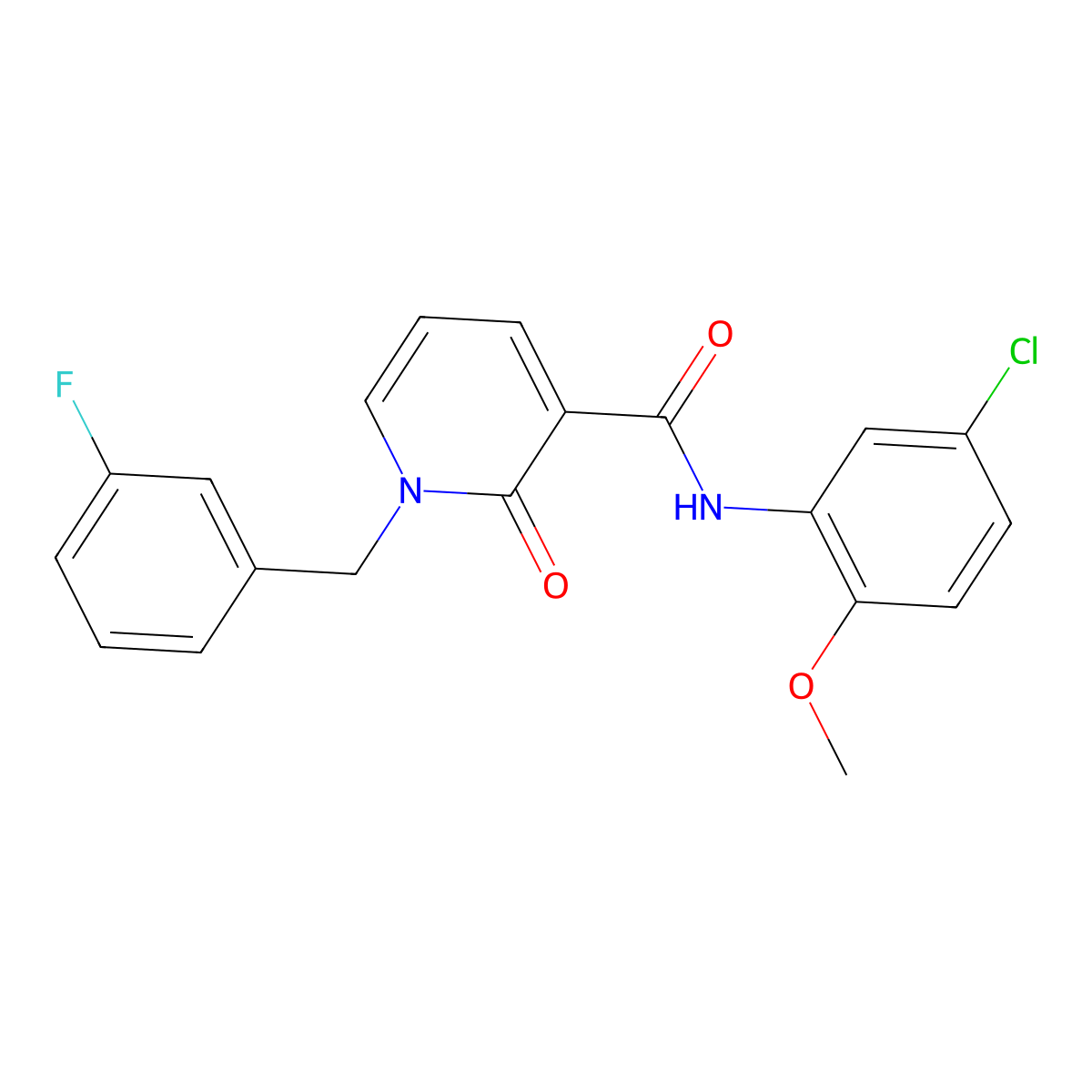 N-(5-chloro-2-methoxyphenyl)-1-(3-fluorobenzyl)-2-oxo-1,2-dihydropyridine-3-carboxamide molecular structure, CAS 1005300-00-4