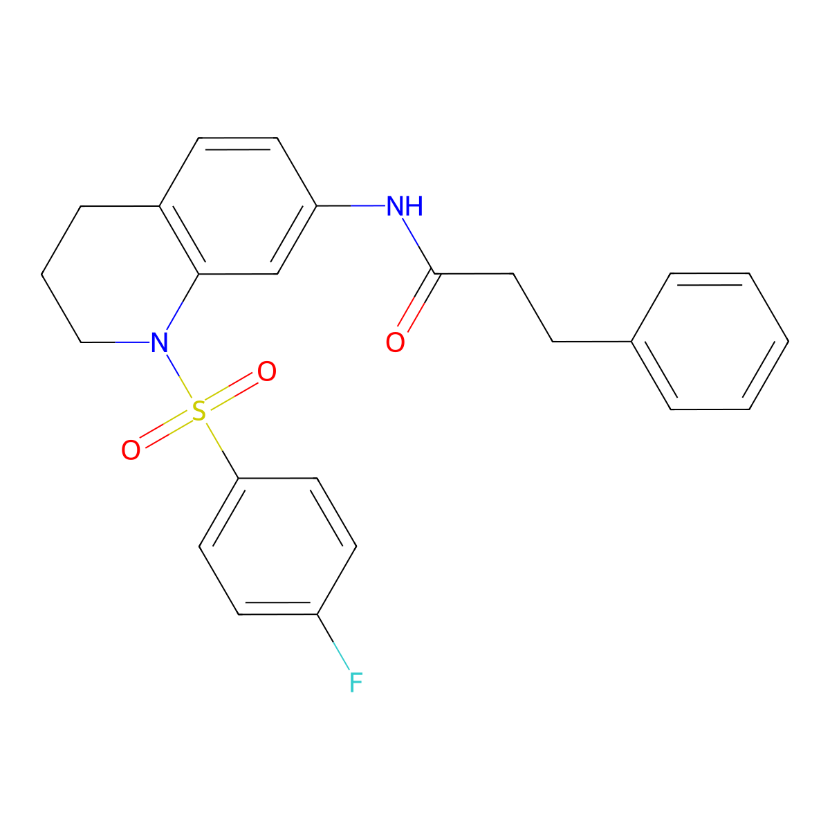 N-(1-((4-fluorophenyl)sulfonyl)-1,2,3,4-tetrahydroquinolin-7-yl)-3-phenylpropanamide molecular structure, CAS 1005300-01-5