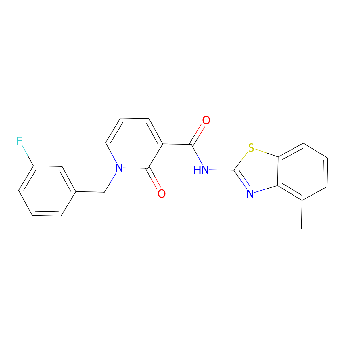 1-(3-fluorobenzyl)-N-(4-methylbenzo[d]thiazol-2-yl)-2-oxo-1,2-dihydropyridine-3-carboxamide molecular structure, CAS 1005300-09-3