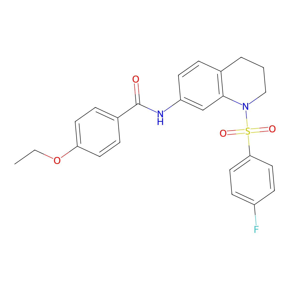 4-ethoxy-N-(1-((4-fluorophenyl)sulfonyl)-1,2,3,4-tetrahydroquinolin-7-yl)benzamide molecular structure, CAS 1005300-10-6
