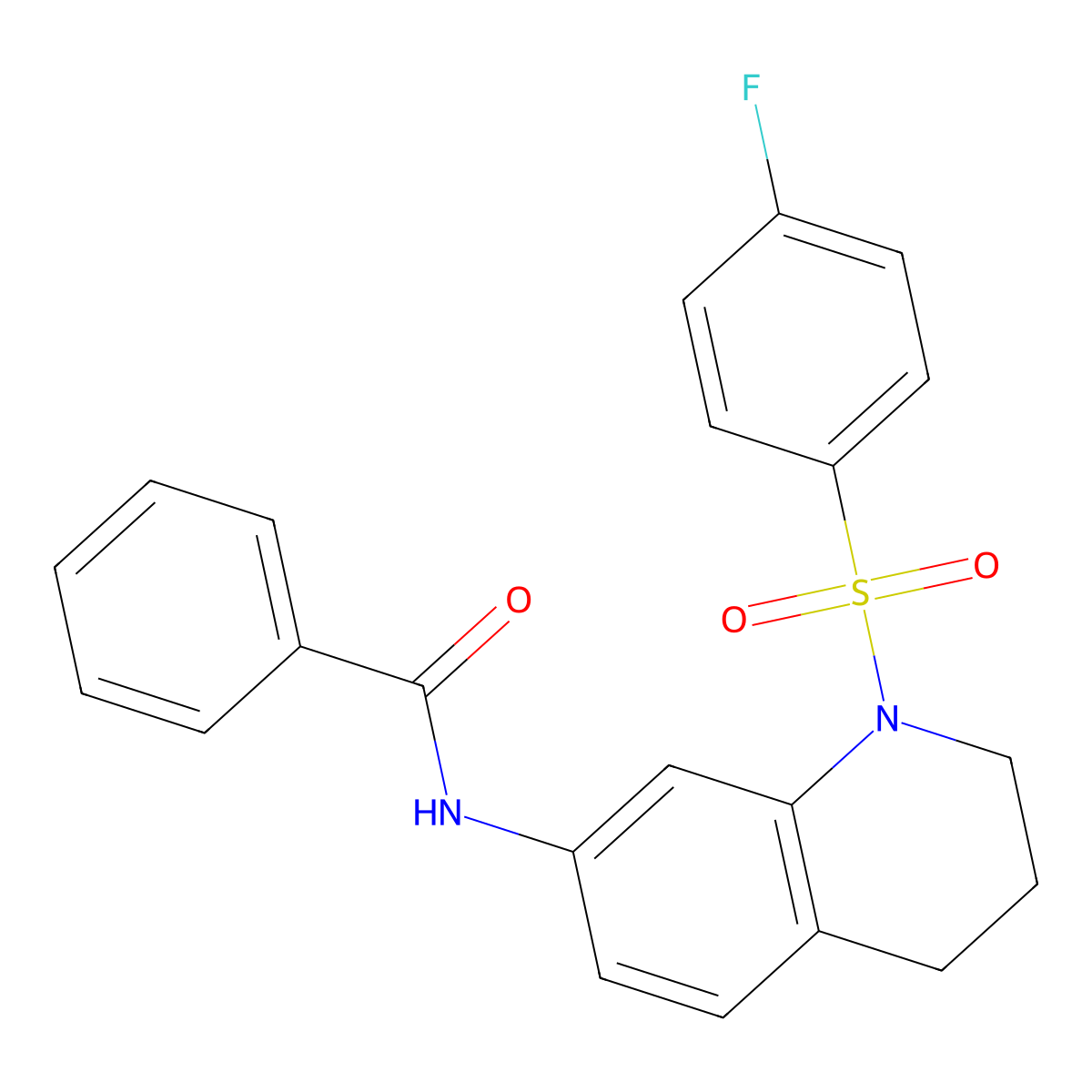 N-[1-(4-fluorophenyl)sulfonyl-3,4-dihydro-2H-quinolin-7-yl]benzamide molecular structure, CAS 1005300-13-9