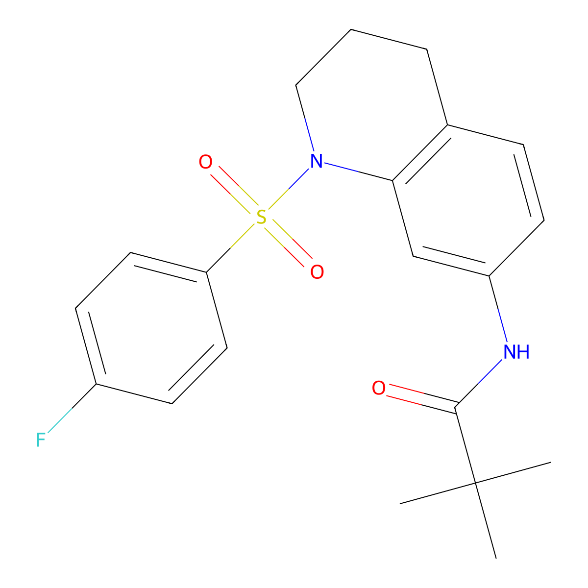 N-(1-((4-fluorophenyl)sulfonyl)-1,2,3,4-tetrahydroquinolin-7-yl)pivalamide molecular structure, CAS 1005300-16-2