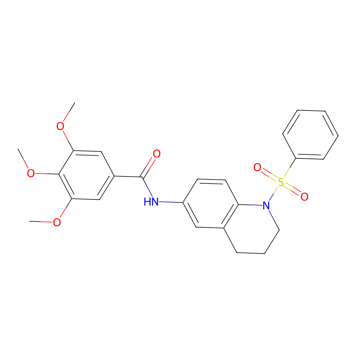 3,4,5-trimethoxy-N-(1-(phenylsulfonyl)-1,2,3,4-tetrahydroquinolin-6-yl)benzamide molecular structure, CAS 1005300-17-3