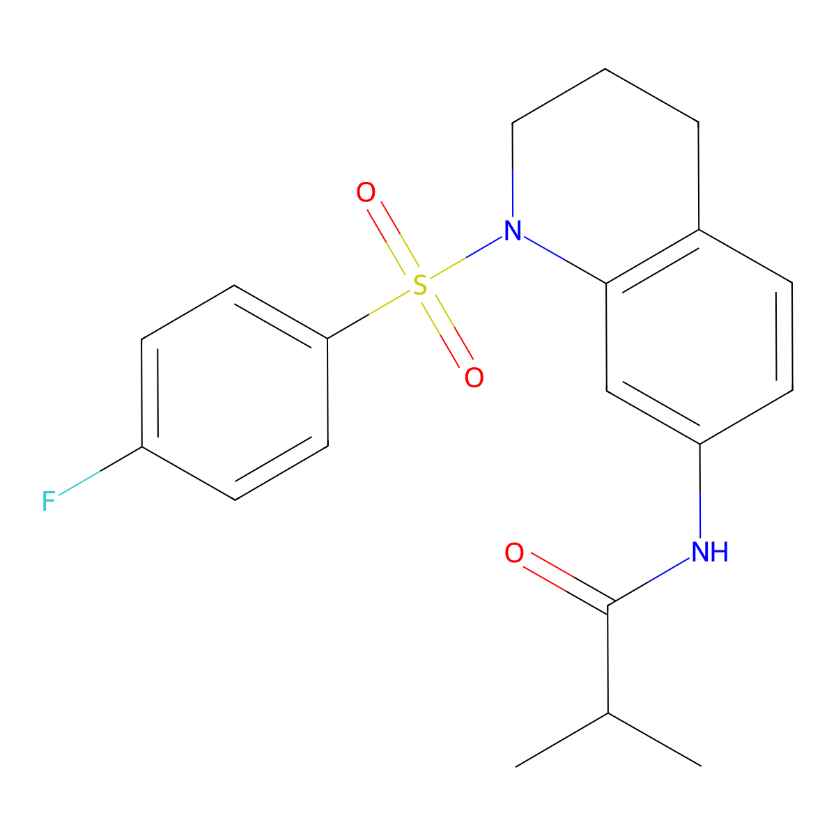 N-(1-((4-fluorophenyl)sulfonyl)-1,2,3,4-tetrahydroquinolin-7-yl)isobutyramide molecular structure, CAS 1005300-19-5