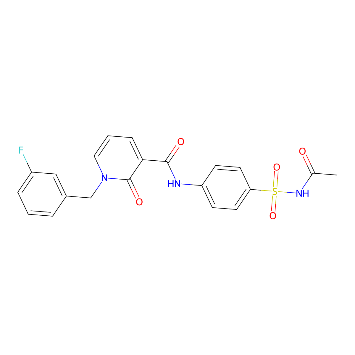 N-[4-(acetamidosulfonyl)phenyl]-1-[(3-fluorophenyl)methyl]-2-oxo-1,2-dihydropyridine-3-carboxamide molecular structure, CAS 1005300-21-9