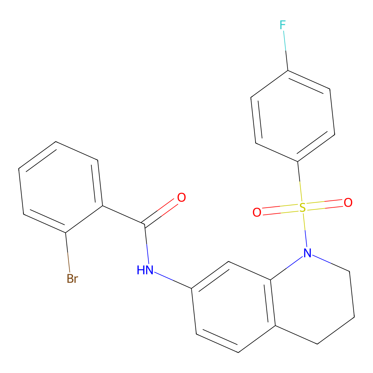 2-bromo-N-(1-((4-fluorophenyl)sulfonyl)-1,2,3,4-tetrahydroquinolin-7-yl)benzamide molecular structure, CAS 1005300-22-0