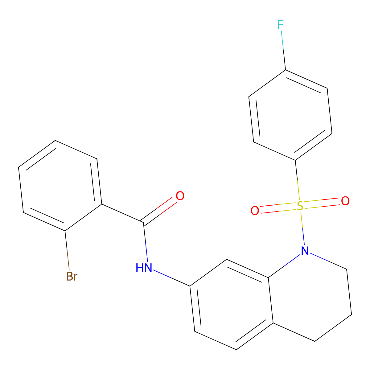 2-bromo-N-(1-((4-fluorophenyl)sulfonyl)-1,2,3,4-tetrahydroquinolin-7-yl)benzamide molecular structure, CAS 1005300-22-0