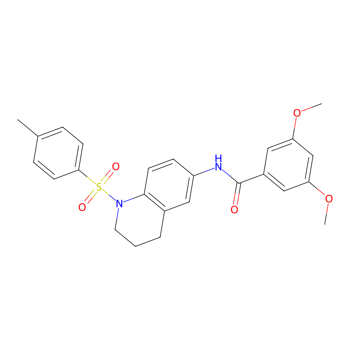 3,5-dimethoxy-N-(1-tosyl-1,2,3,4-tetrahydroquinolin-6-yl)benzamide molecular structure, CAS 1005300-23-1