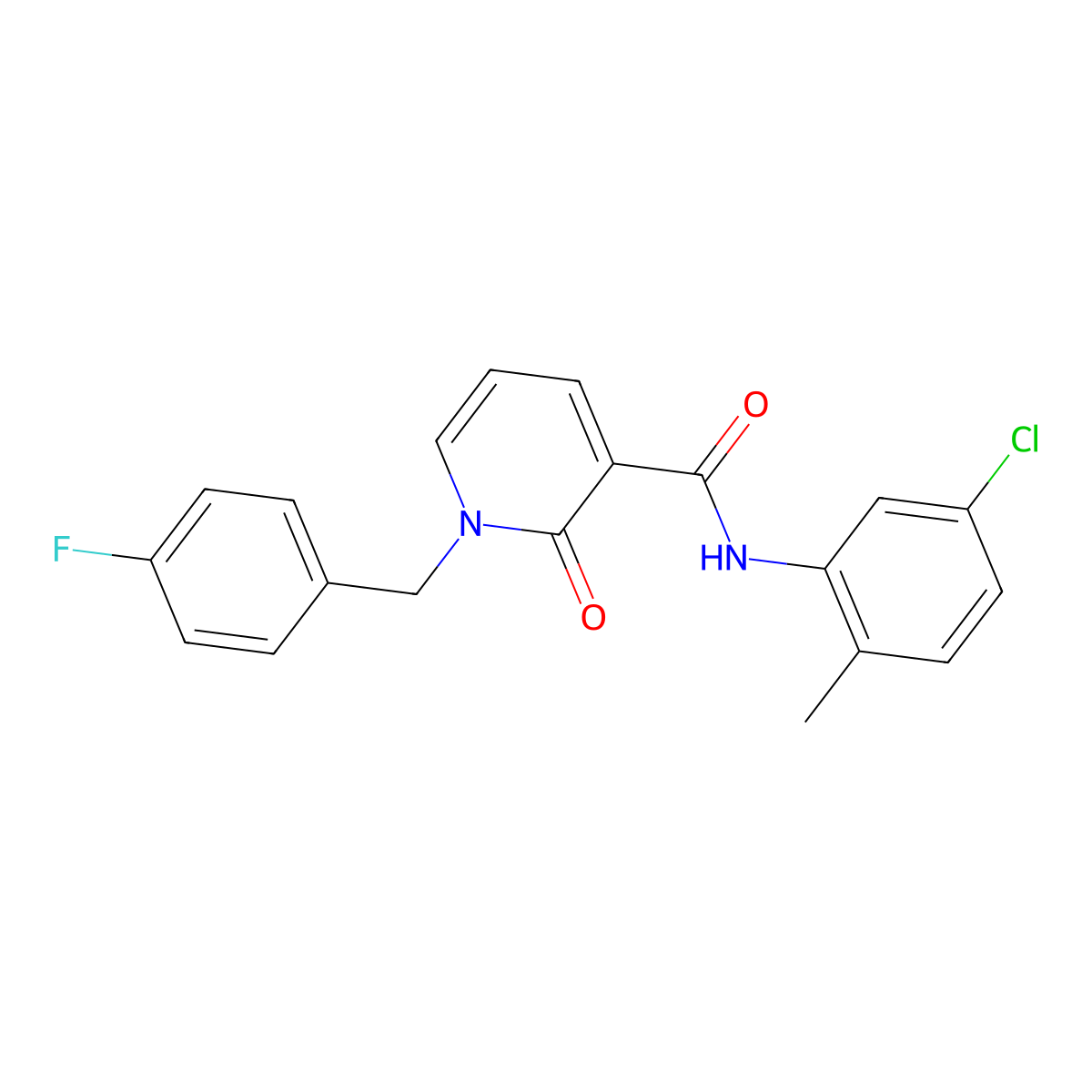 N-(5-chloro-2-methylphenyl)-1-(4-fluorobenzyl)-2-oxo-1,2-dihydropyridine-3-carboxamide molecular structure, CAS 1005300-27-5