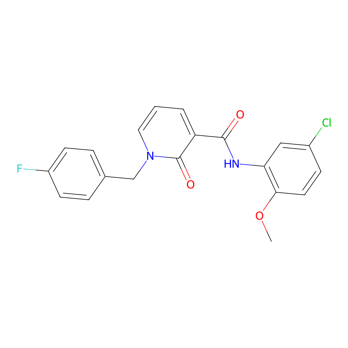 N-(5-chloro-2-methoxyphenyl)-1-(4-fluorobenzyl)-2-oxo-1,2-dihydropyridine-3-carboxamide molecular structure, CAS 1005300-30-0