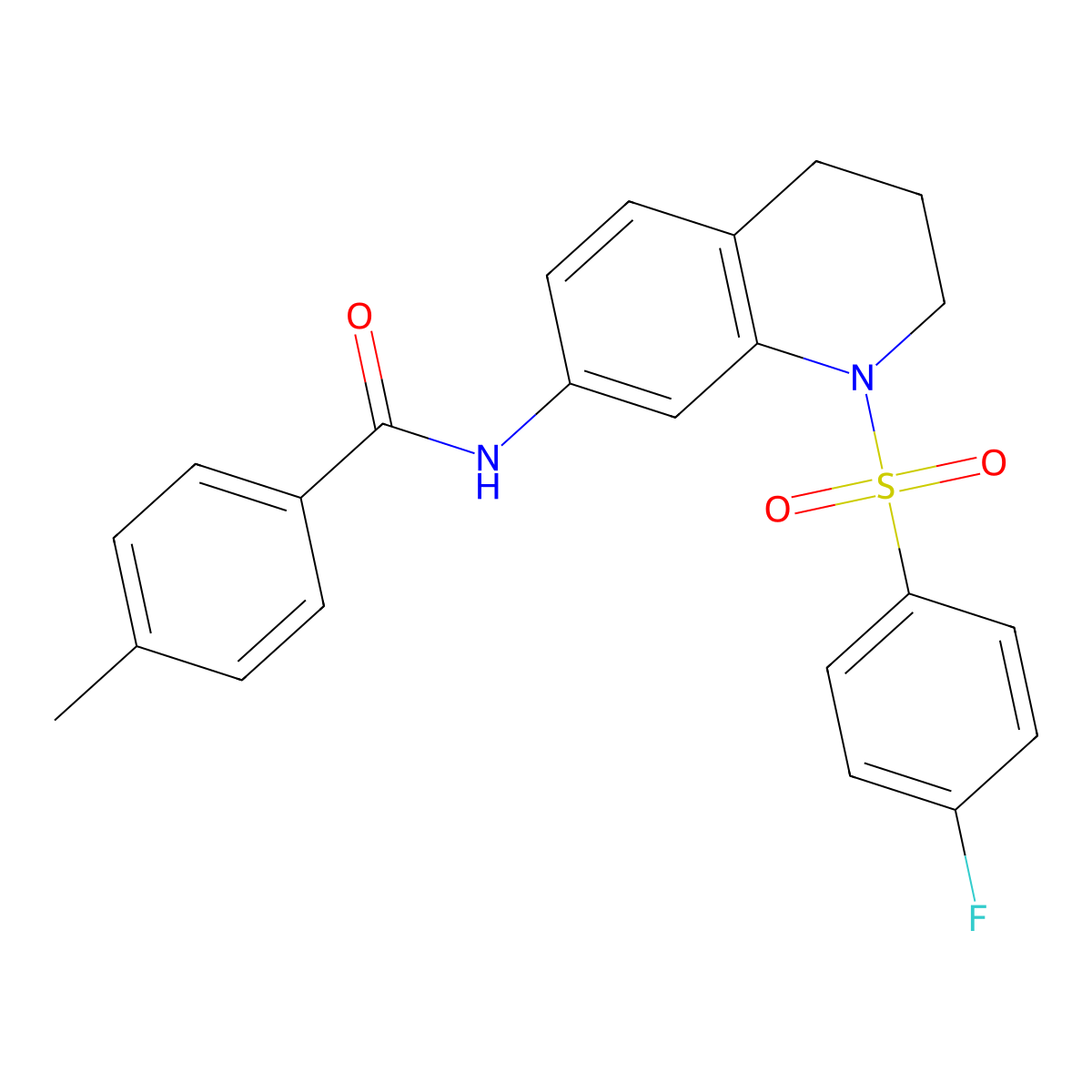 N-(1-((4-fluorophenyl)sulfonyl)-1,2,3,4-tetrahydroquinolin-7-yl)-4-methylbenzamide molecular structure, CAS 1005300-31-1