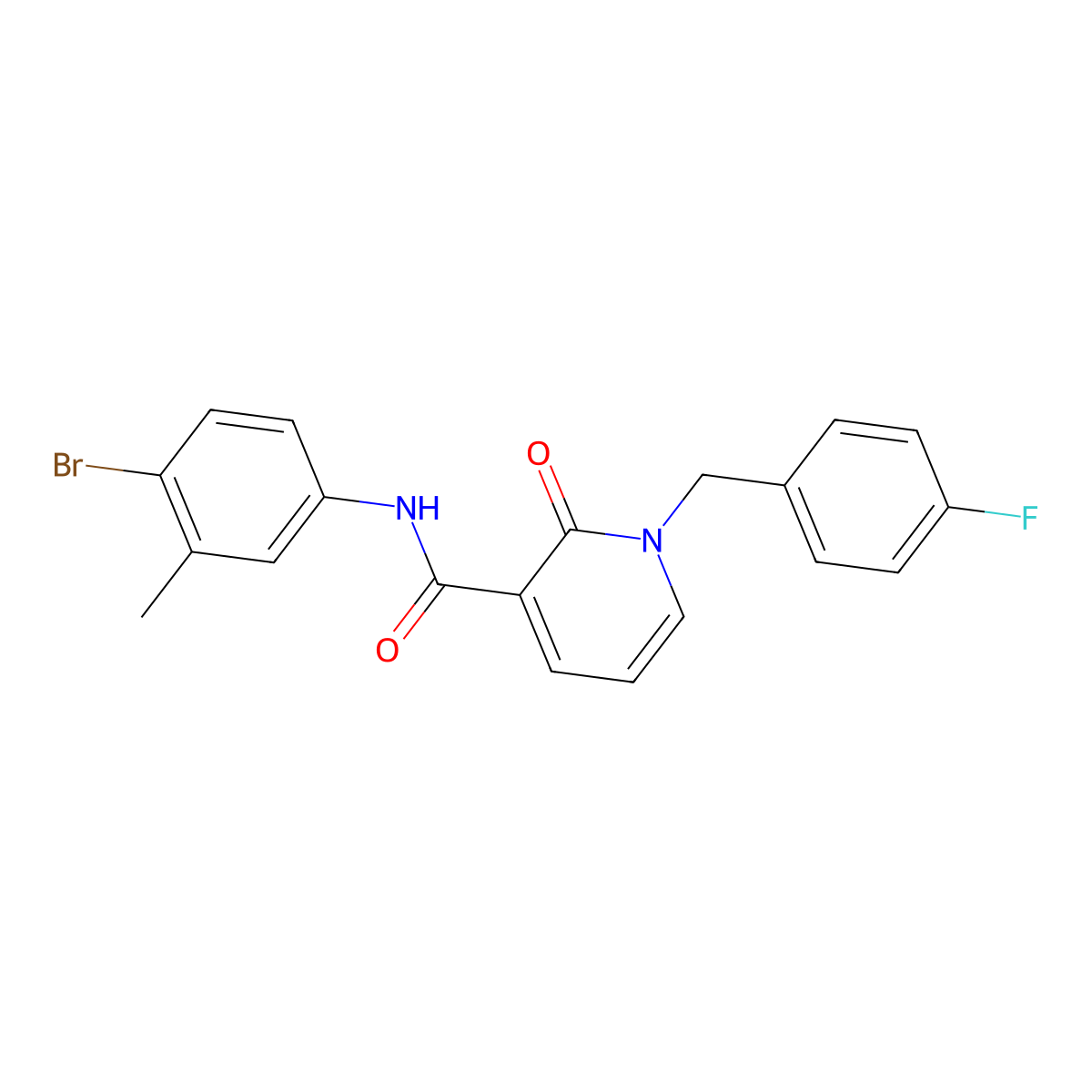 N-(4-bromo-3-methylphenyl)-1-(4-fluorobenzyl)-2-oxo-1,2-dihydropyridine-3-carboxamide molecular structure, CAS 1005300-33-3