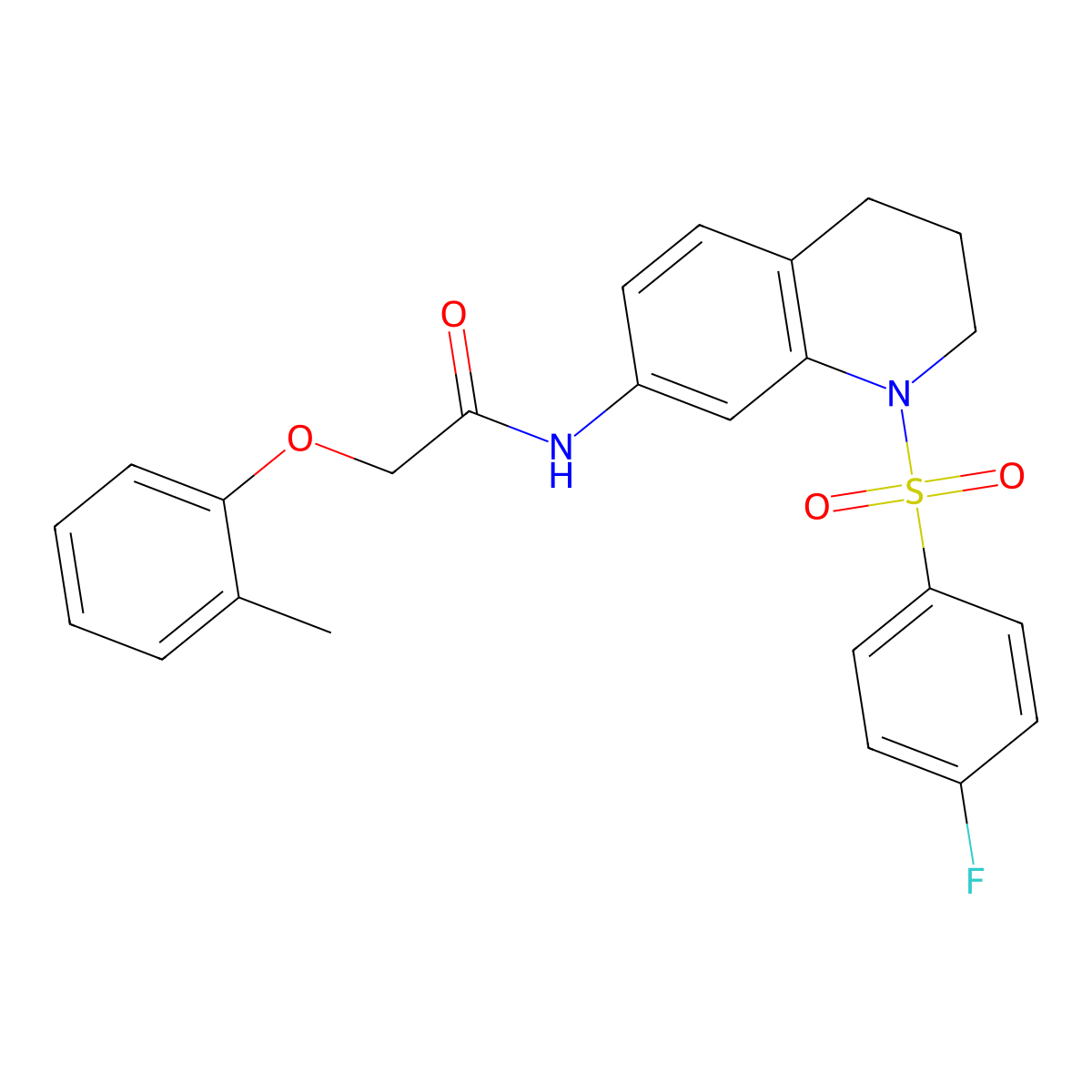 N-(1-((4-fluorophenyl)sulfonyl)-1,2,3,4-tetrahydroquinolin-7-yl)-2-(o-tolyloxy)acetamide molecular structure, CAS 1005300-34-4