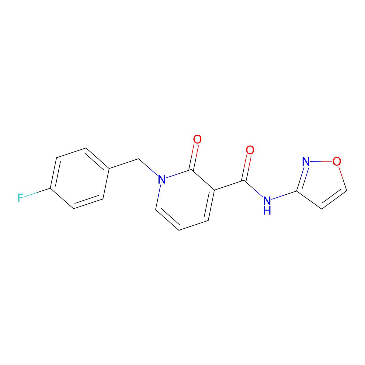 1-(4-fluorobenzyl)-N-(isoxazol-3-yl)-2-oxo-1,2-dihydropyridine-3-carboxamide molecular structure, CAS 1005300-36-6