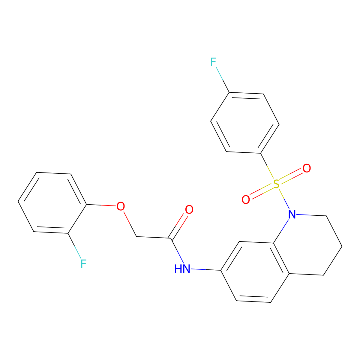 2-(2-fluorophenoxy)-N-(1-((4-fluorophenyl)sulfonyl)-1,2,3,4-tetrahydroquinolin-7-yl)acetamide molecular structure, CAS 1005300-37-7