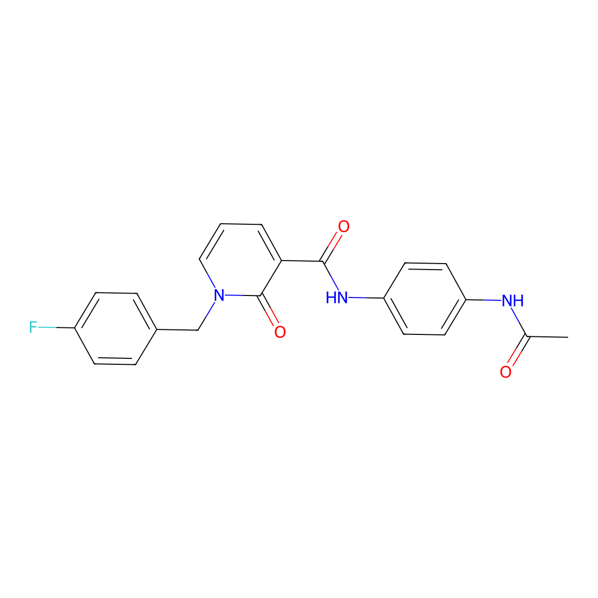 N-(4-acetamidophenyl)-1-(4-fluorobenzyl)-2-oxo-1,2-dihydropyridine-3-carboxamide molecular structure, CAS 1005300-39-9