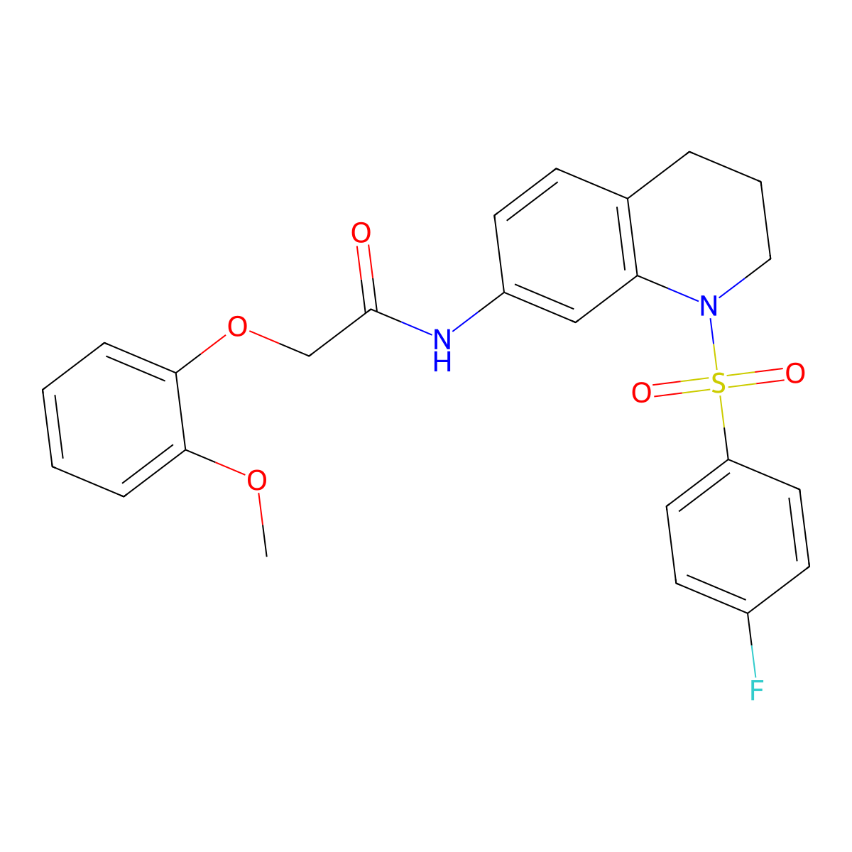 N-(1-((4-fluorophenyl)sulfonyl)-1,2,3,4-tetrahydroquinolin-7-yl)-2-(2-methoxyphenoxy)acetamide molecular structure, CAS 1005300-40-2