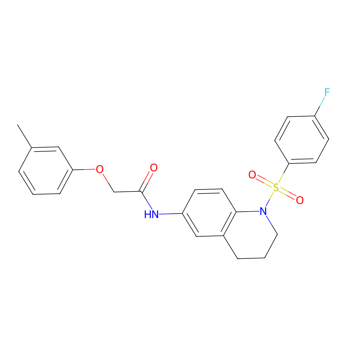 N-(1-((4-fluorophenyl)sulfonyl)-1,2,3,4-tetrahydroquinolin-6-yl)-2-(m-tolyloxy)acetamide molecular structure, CAS 1005300-41-3