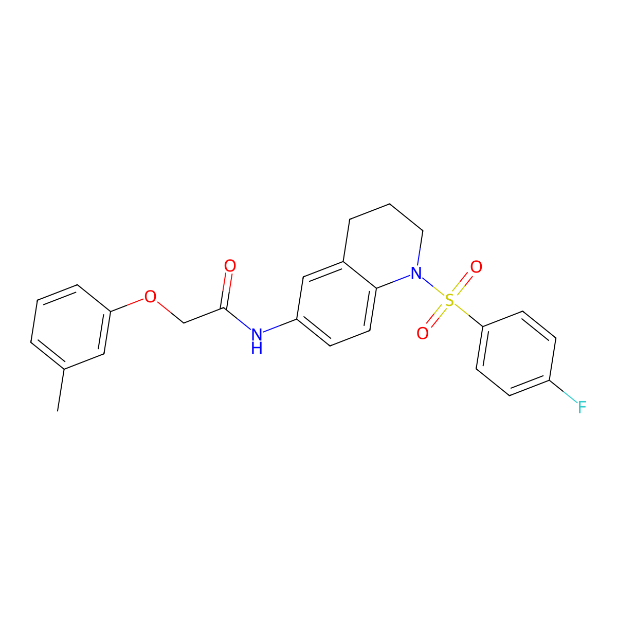 N-(1-((4-fluorophenyl)sulfonyl)-1,2,3,4-tetrahydroquinolin-6-yl)-2-(m-tolyloxy)acetamide molecular structure, CAS 1005300-41-3