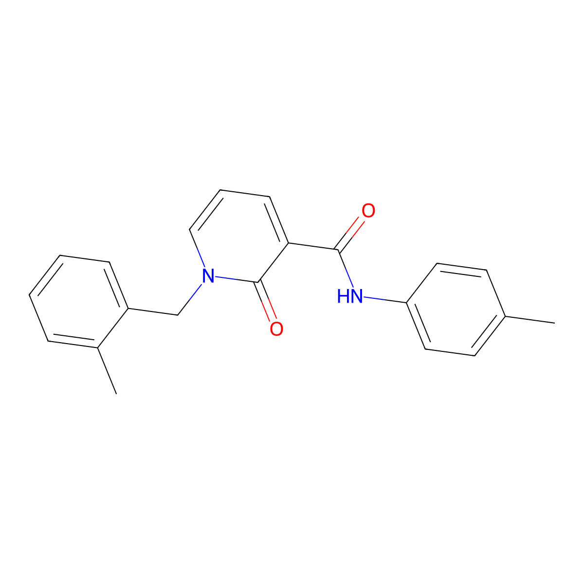 1-(2-methylbenzyl)-2-oxo-N-(p-tolyl)-1,2-dihydropyridine-3-carboxamide molecular structure, CAS 1005300-42-4
