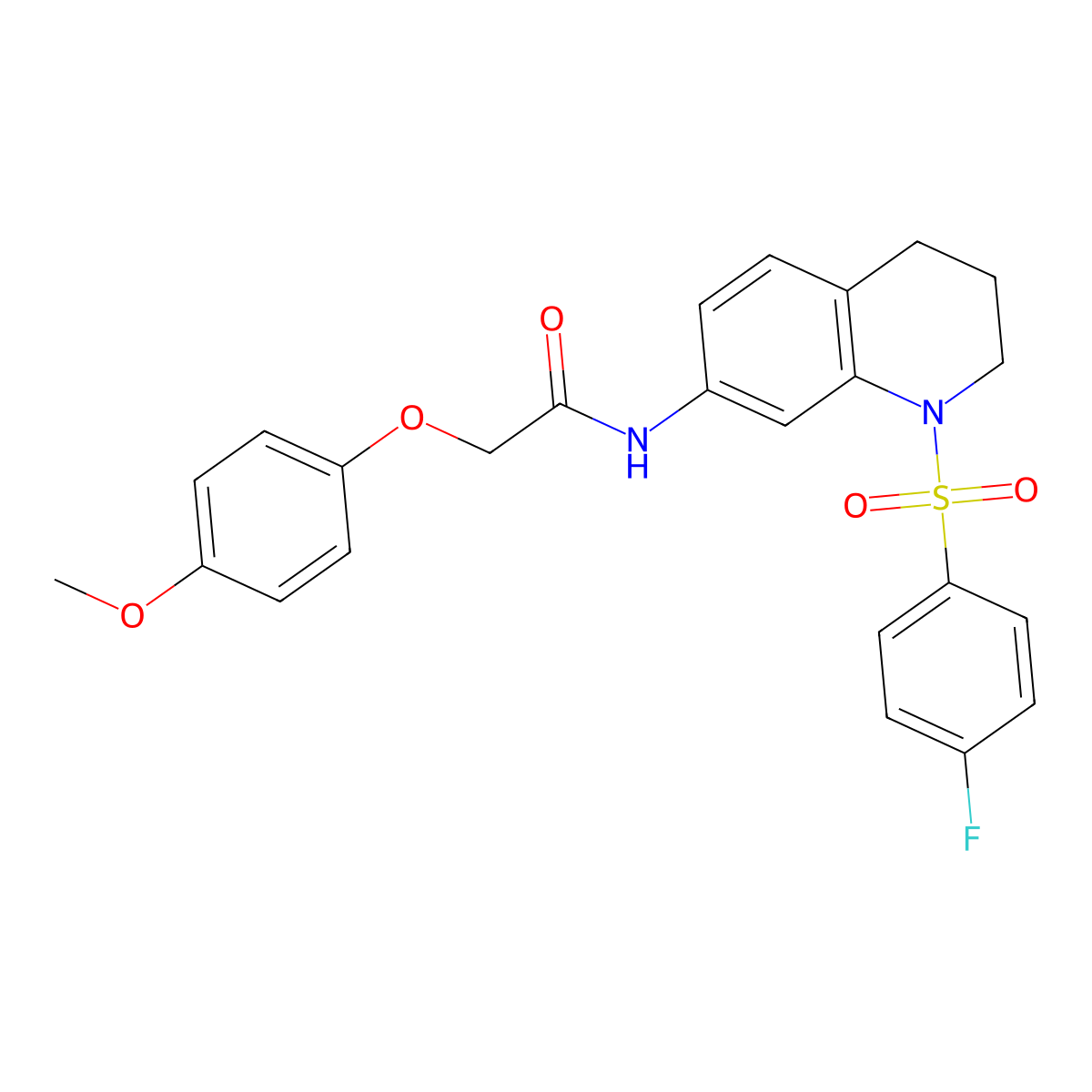 N-(1-((4-fluorophenyl)sulfonyl)-1,2,3,4-tetrahydroquinolin-7-yl)-2-(4-methoxyphenoxy)acetamide molecular structure, CAS 1005300-43-5