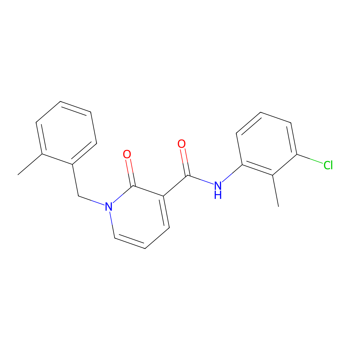 N-(3-chloro-2-methylphenyl)-1-(2-methylbenzyl)-2-oxo-1,2-dihydropyridine-3-carboxamide molecular structure, CAS 1005300-48-0