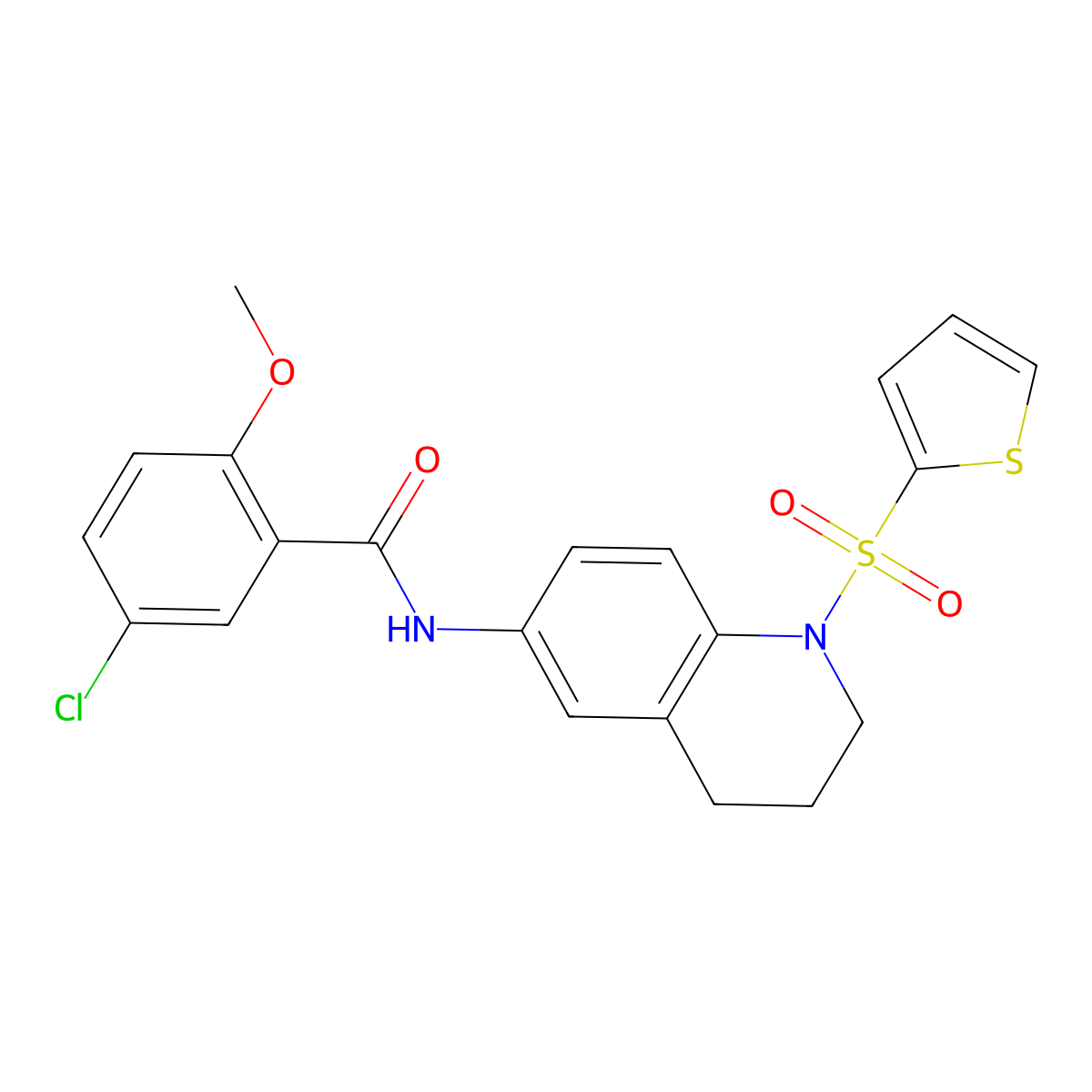 5-chloro-2-methoxy-N-[1-(2-thienylsulfonyl)-1,2,3,4-tetrahydroquinolin-6-yl]benzamide molecular structure, CAS 1005300-50-4