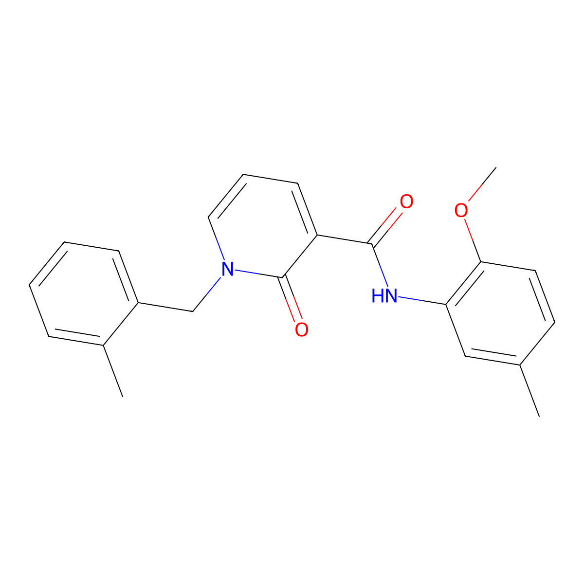 N-(2-methoxy-5-methylphenyl)-1-(2-methylbenzyl)-2-oxo-1,2-dihydropyridine-3-carboxamide molecular structure, CAS 1005300-51-5