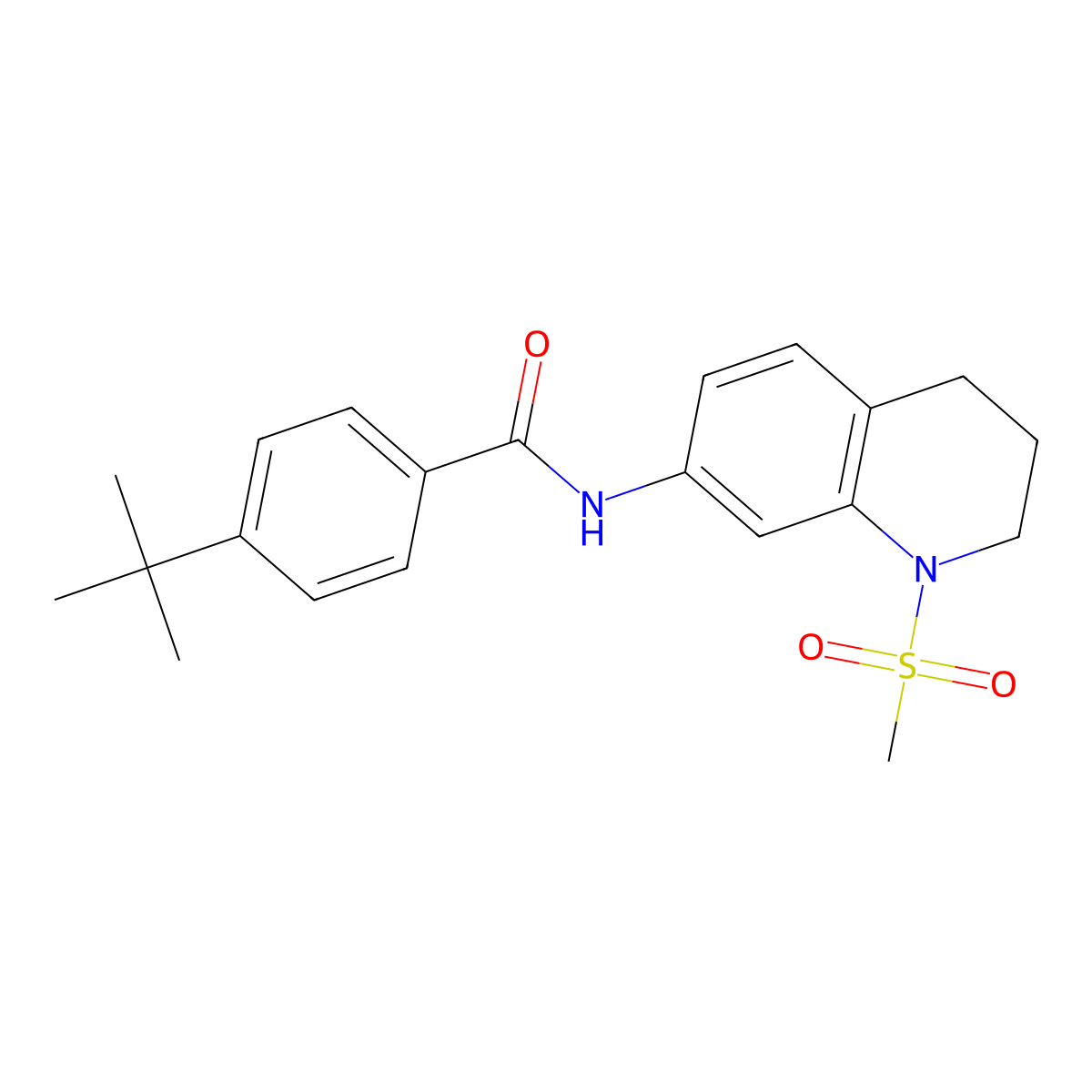 4-tert-butyl-N-(1-methylsulfonyl-3,4-dihydro-2H-quinolin-7-yl)benzamide molecular structure, CAS 1005300-52-6