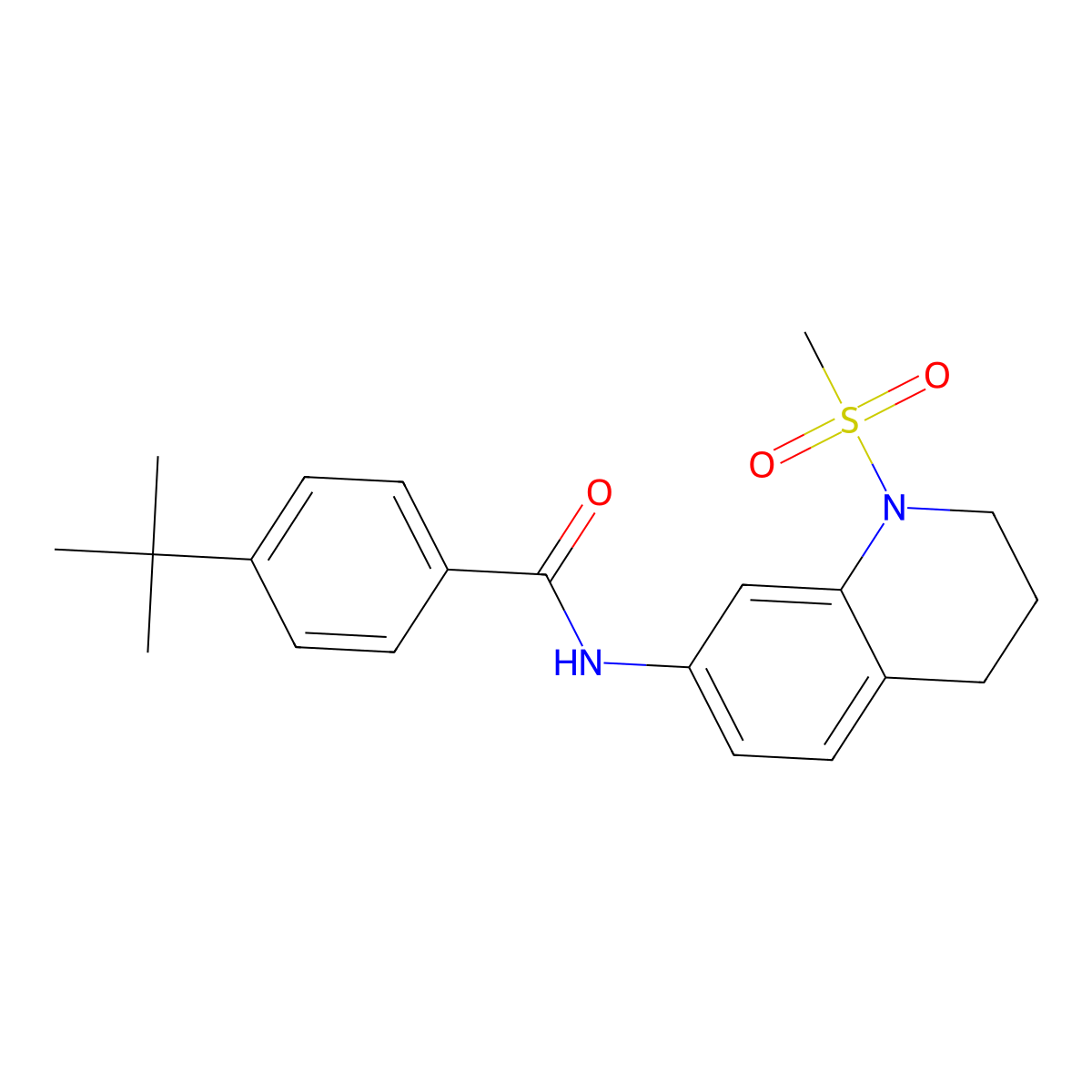4-tert-butyl-N-(1-methylsulfonyl-3,4-dihydro-2H-quinolin-7-yl)benzamide molecular structure, CAS 1005300-52-6
