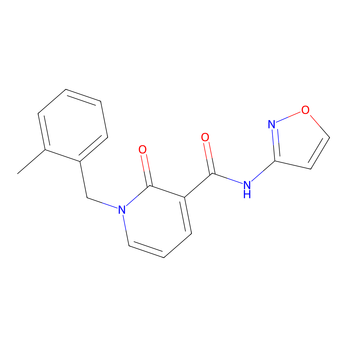 N-(isoxazol-3-yl)-1-(2-methylbenzyl)-2-oxo-1,2-dihydropyridine-3-carboxamide molecular structure, CAS 1005300-60-6