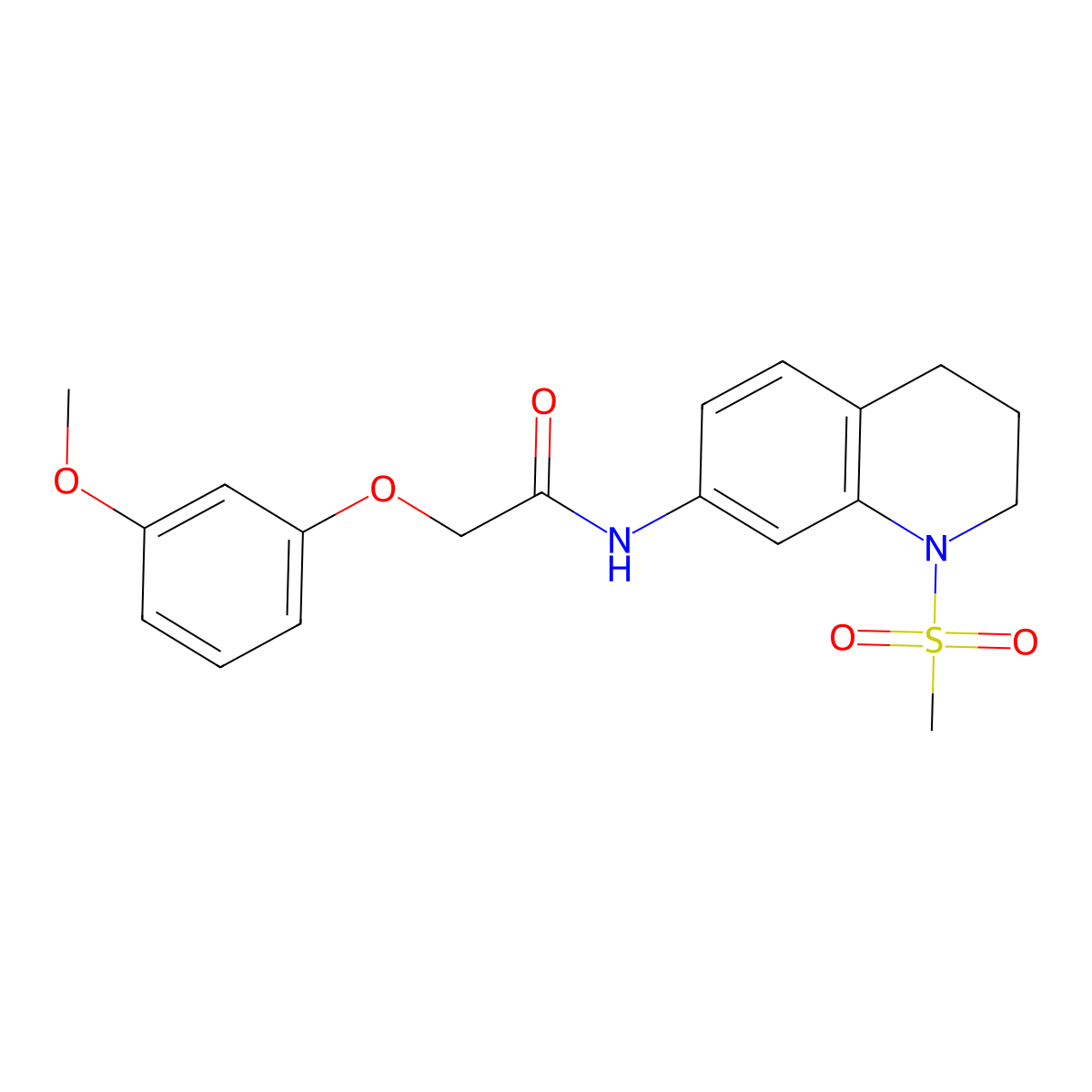 2-(3-methoxyphenoxy)-N-(1-methylsulfonyl-3,4-dihydro-2H-quinolin-7-yl)acetamide molecular structure, CAS 1005300-61-7