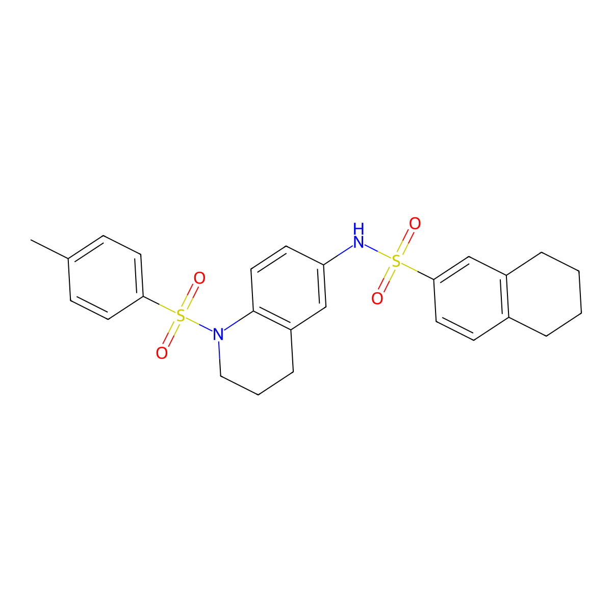 N-(1-tosyl-1,2,3,4-tetrahydroquinolin-6-yl)-5,6,7,8-tetrahydronaphthalene-2-sulfonamide molecular structure, CAS 1005300-65-1