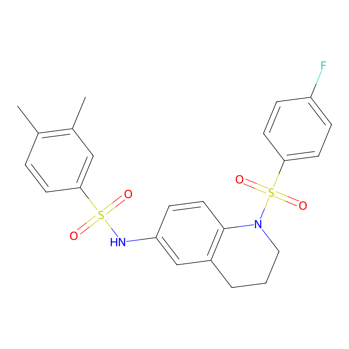 N-(1-((4-fluorophenyl)sulfonyl)-1,2,3,4-tetrahydroquinolin-6-yl)-3,4-dimethylbenzenesulfonamide molecular structure, CAS 1005300-68-4