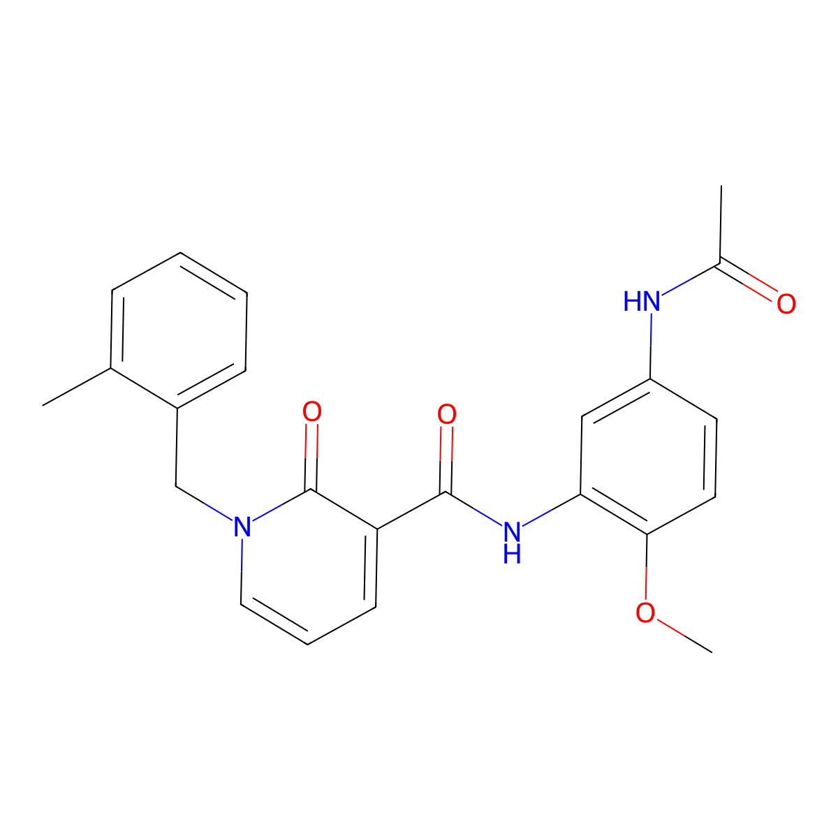 N-(5-acetamido-2-methoxyphenyl)-1-(2-methylbenzyl)-2-oxo-1,2-dihydropyridine-3-carboxamide molecular structure, CAS 1005300-69-5