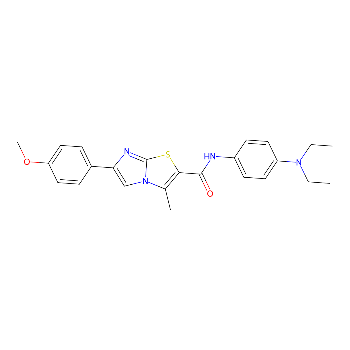 N-[4-(diethylamino)phenyl]-6-(4-methoxyphenyl)-3-methylimidazo[2,1-b][1,3]thiazole-2-carboxamide molecular structure, CAS 1005300-70-8